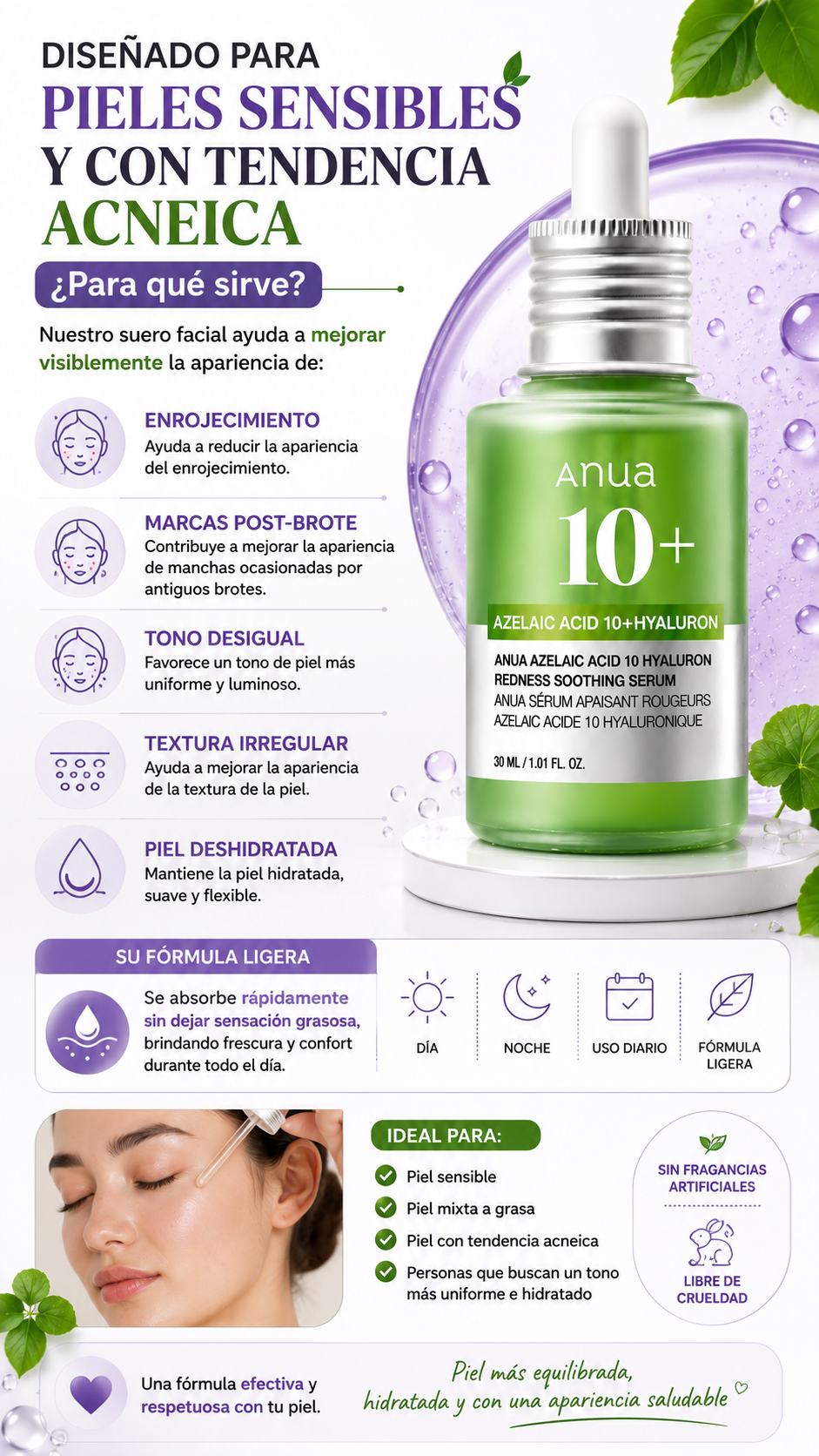 Suero Facial de Ácido Azelaico 10% + Ácido Hialurónico + ENVIO GRATIS