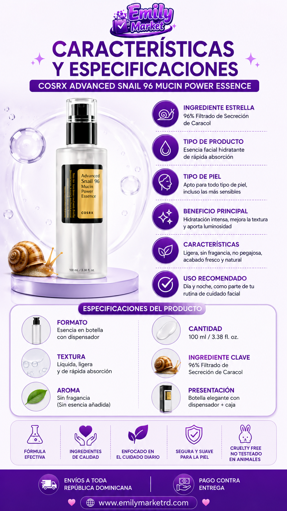 Sérum Reparador de Mucina de Caracol