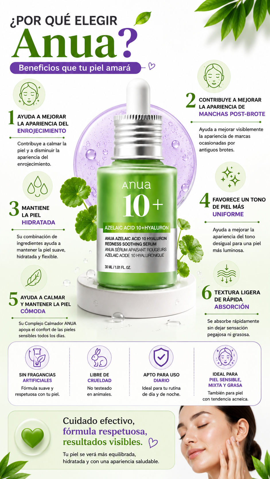 Suero Facial de Ácido Azelaico 10% + Ácido Hialurónico + ENVIO GRATIS
